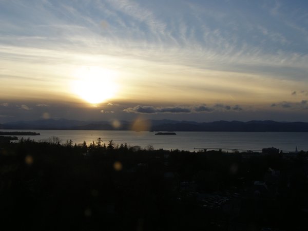 Burlington sunset on Monday, December 1, 2025 at 3:59 PM EST