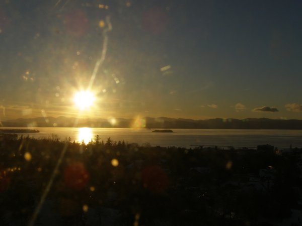 Burlington sunset on Monday, December 8, 2025 at 3:59 PM EST