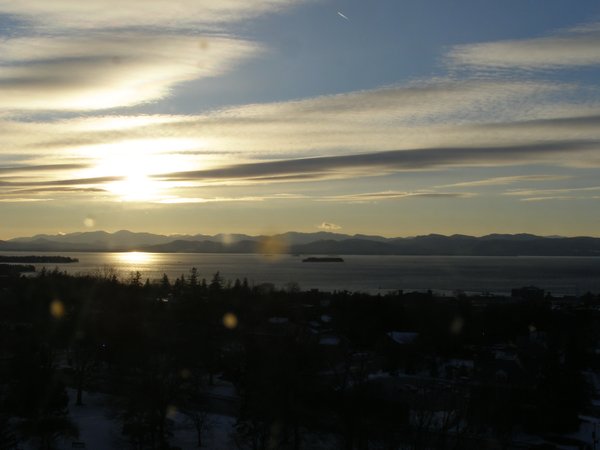 Burlington sunset on Thursday, January 1, 2026 at 3:59 PM EST