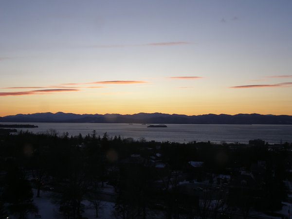 Burlington sunset on Thursday, January 1, 2026 at 4:44 PM EST