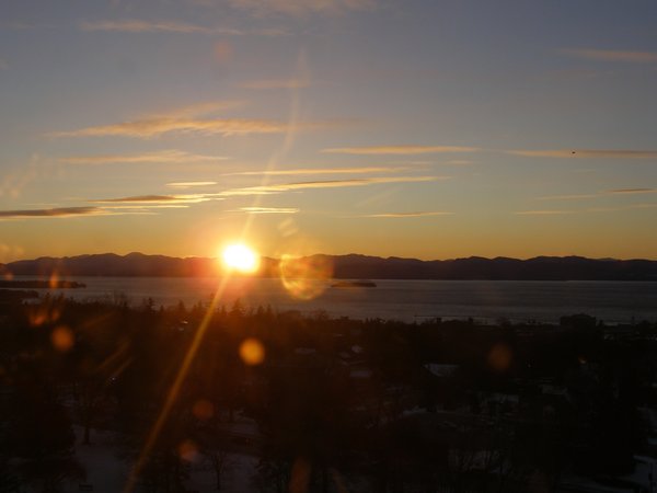 Burlington sunset on Thursday, January 1, 2026 at 4:18 PM EST