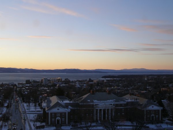 Burlington sunset on Thursday, January 1, 2026 at 4:29 PM EST