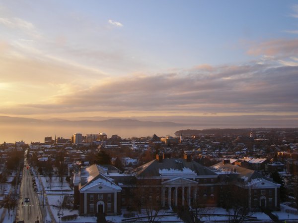 Burlington sunset on Thursday, January 8, 2026 at 4:18 PM EST