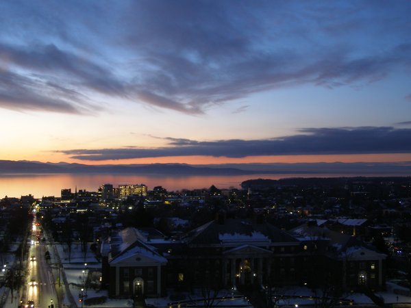 Burlington sunset on Thursday, January 8, 2026 at 5:14 PM EST