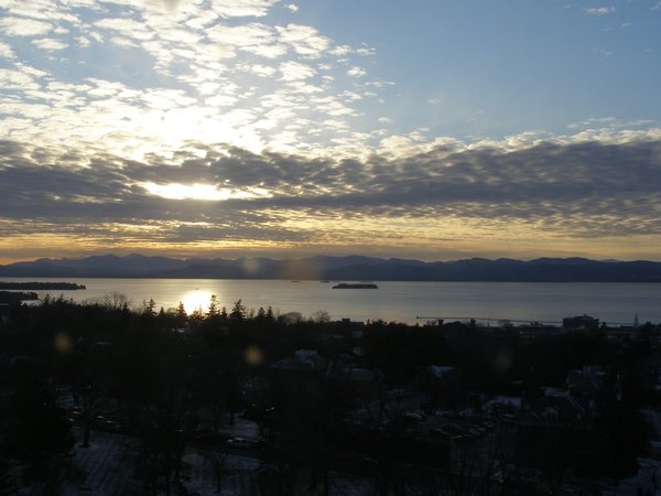 Burlington sunset on Friday, January 16, 2026 at 4:14 PM EST