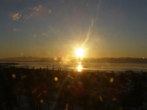 Burlington sunset on Monday, February 2, 2026 at 4:59 PM EST
