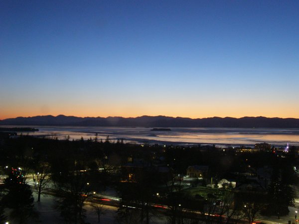 Burlington sunset on Monday, February 2, 2026 at 5:59 PM EST