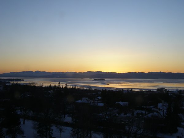 Burlington sunset on Monday, February 2, 2026 at 5:14 PM EST