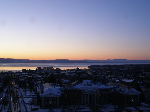 Burlington sunset on Monday, February 2, 2026 at 5:18 PM EST