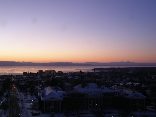 Burlington sunset on Sunday, February 8, 2026 at 5:44 PM EST
