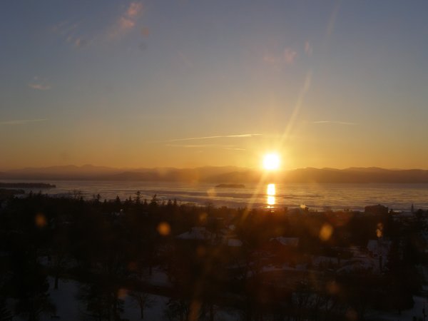 Burlington sunset on Sunday, February 8, 2026 at 5:14 PM EST