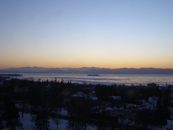 Burlington sunset on Sunday, February 8, 2026 at 5:18 PM EST