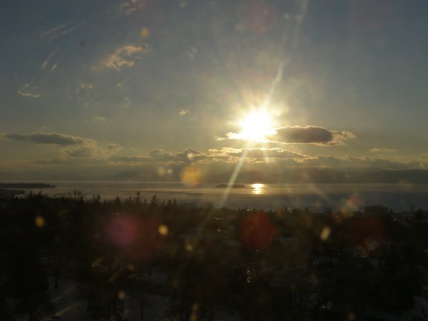 Burlington sunset on Saturday, February 14, 2026 at 4:59 PM EST