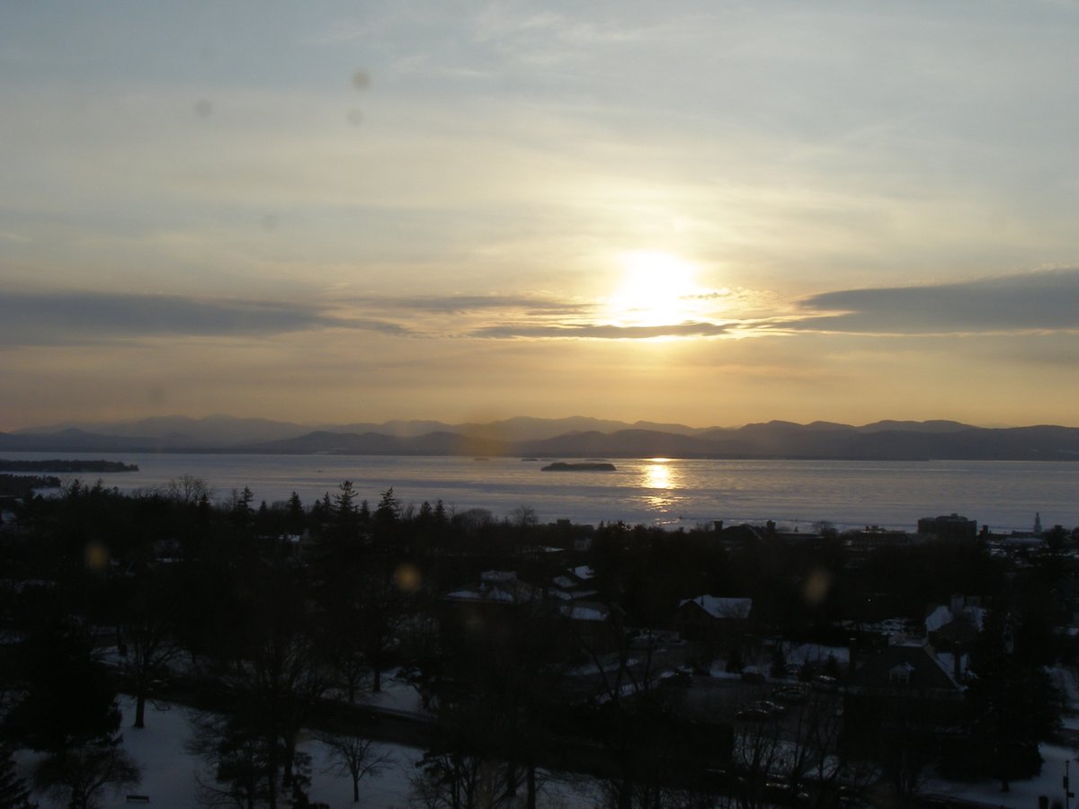 Left view, Burlington sunset on Monday, February 16, 2026