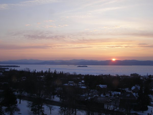 Burlington sunset on Monday, February 16, 2026 at 5:18 PM EST