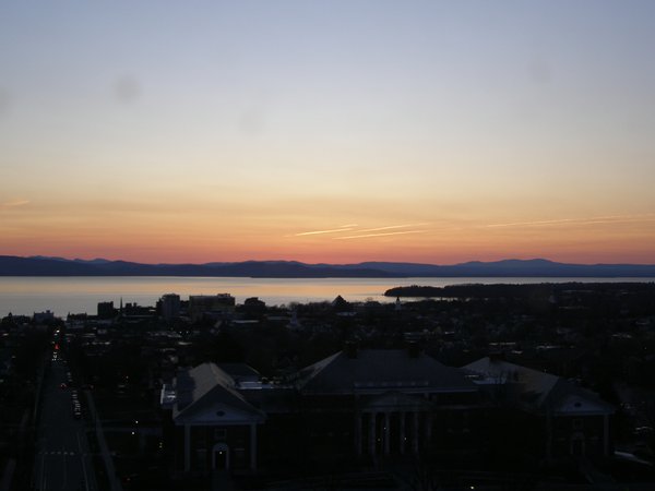 Burlington sunset on Wednesday, April 8, 2026 at 7:44 PM EDT