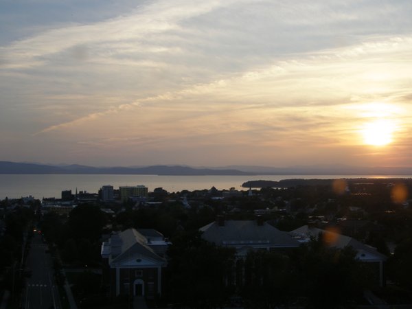 Burlington sunset on Saturday, July 4, 2026 at 8:28 PM EDT