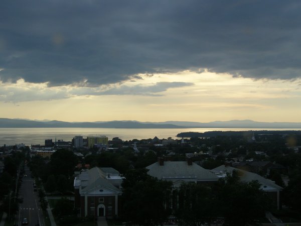 Burlington sunset on Wednesday, July 8, 2026 at 7:28 PM EDT