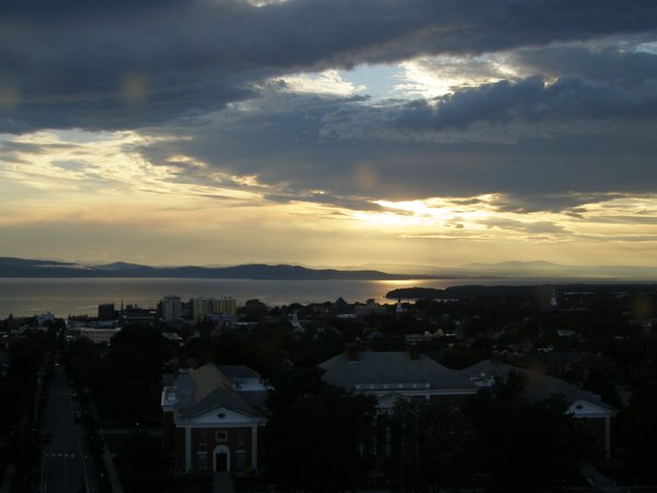 Burlington sunset on Saturday, August 8, 2026 at 7:43 PM EDT
