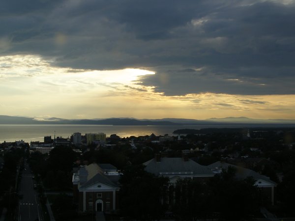 Burlington sunset on Saturday, August 8, 2026 at 7:28 PM EDT