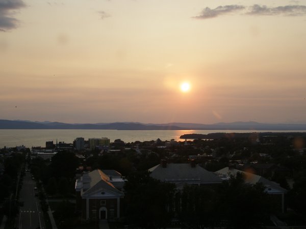 Burlington sunset on Sunday, August 9, 2026 at 7:43 PM EDT