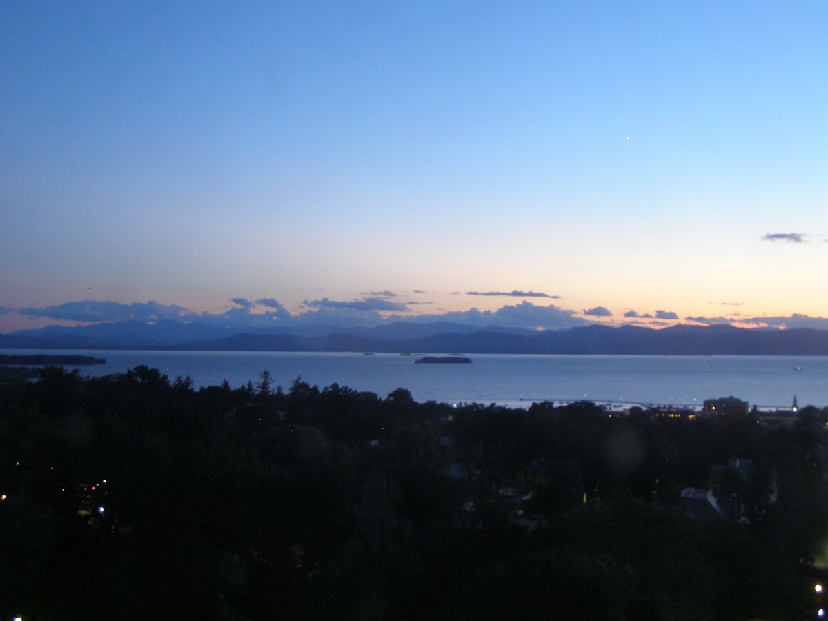 Left view, Burlington sunset on Friday, August 14, 2026