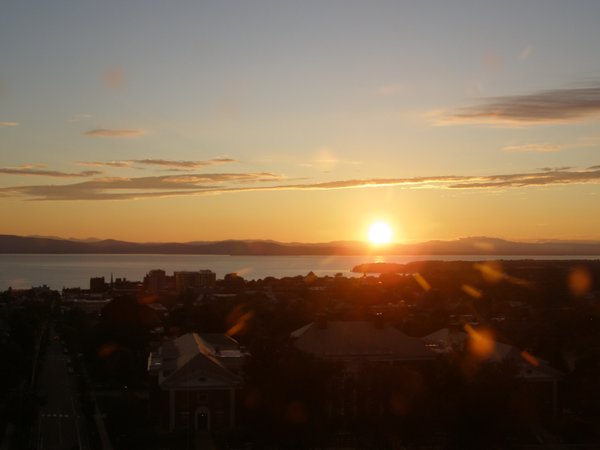 Burlington sunset on Monday, August 17, 2026 at 7:58 PM EDT