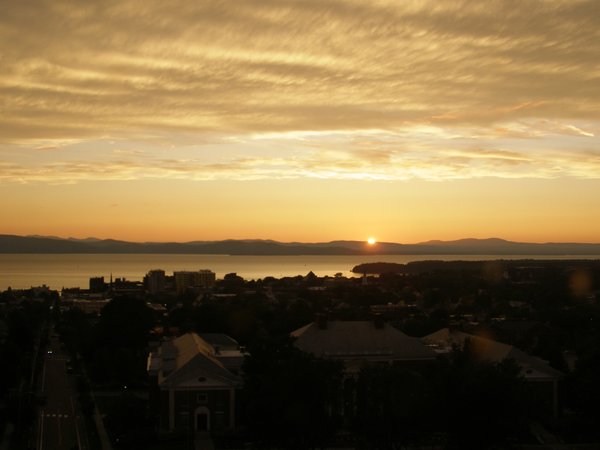 Burlington sunset on Thursday, August 20, 2026 at 7:58 PM EDT