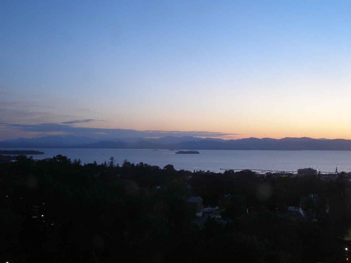 Left view, Burlington sunset on Friday, August 21, 2026