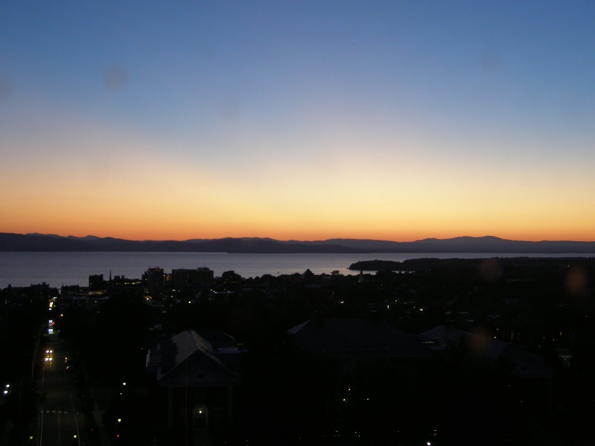 Right view, Burlington sunset on Friday, August 21, 2026